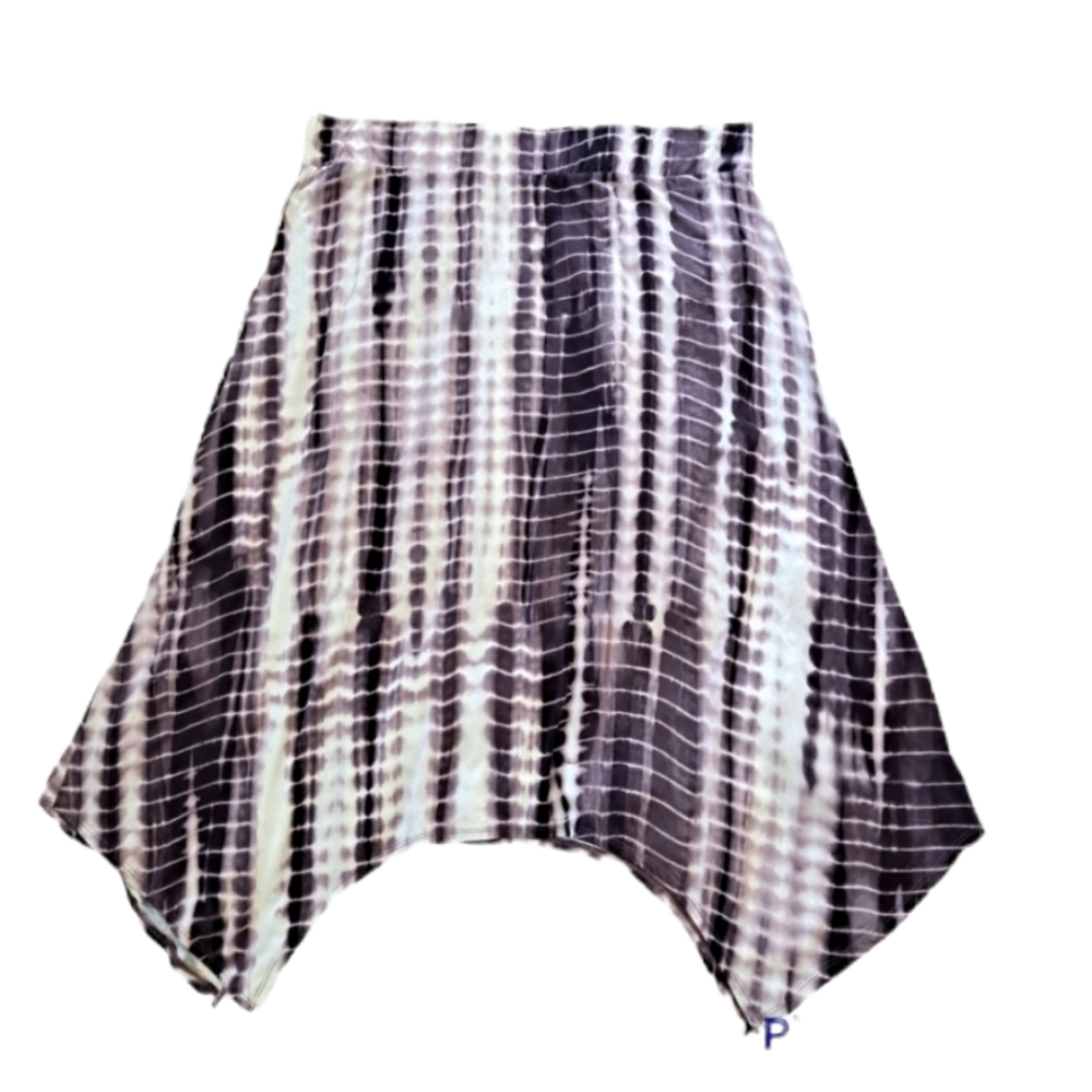 LOGO by Lori Goldstein Purple White Boho Tie Dye Asymmetrical Hem Skirt Plus 1X